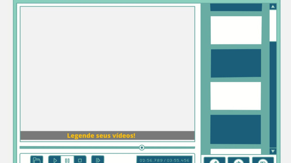 Ilustração de um reprodutor de vídeo com legenda na parte inferior