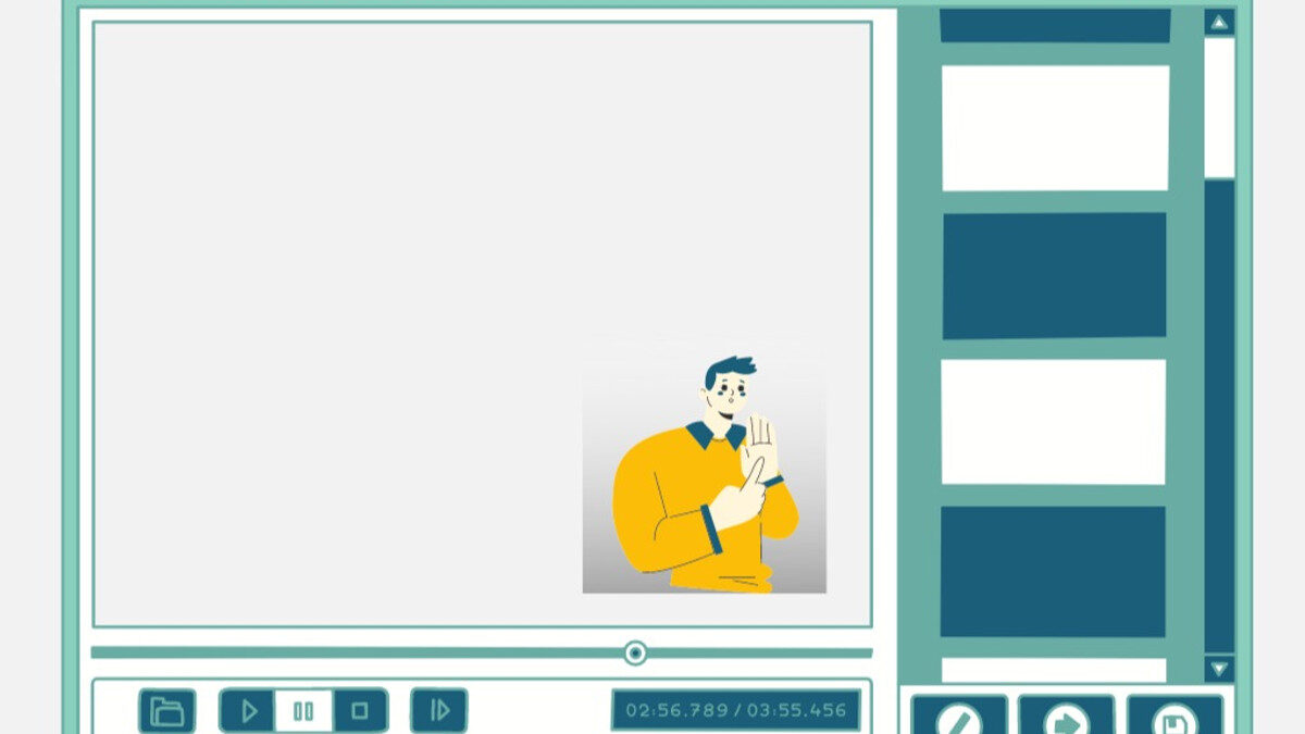 Ilustração de um reprodutor de vídeo com janela de Libras no canto